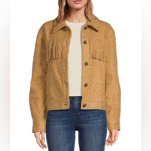 NWT- Chelsea & Violet Married Wool Fringe Jacket in Tapenade Size Xl